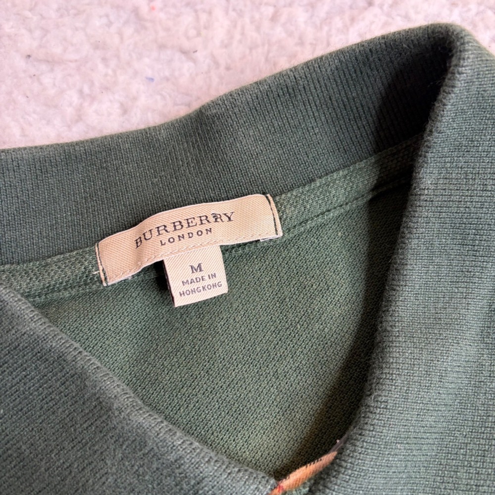 Burberry London Mens Green Pique Polo Shirt Embroidered Knight Logo Size M. - Picture 4 of 8